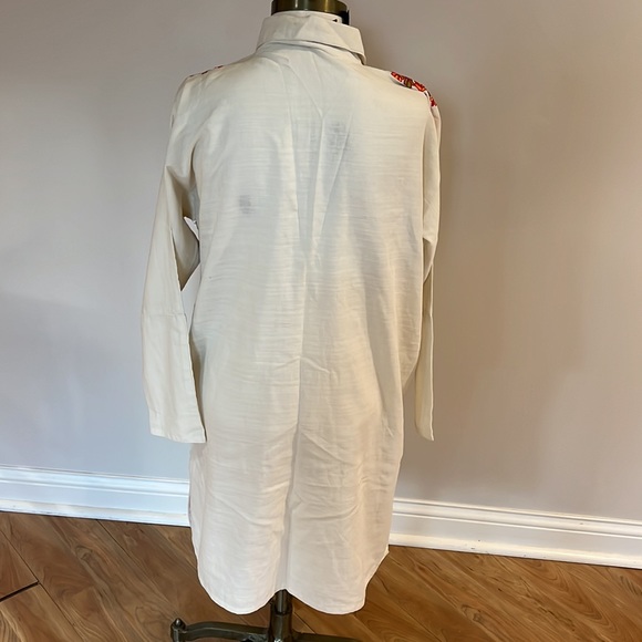 New! Origins kaftan orange /red embroidered cream long tunic coverup siz… - Picture 7 of 9